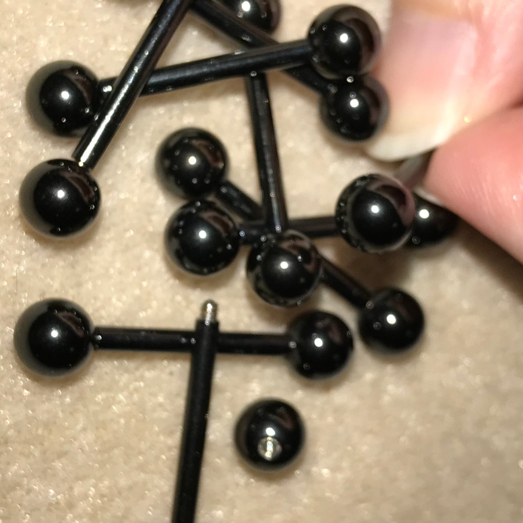 12 Gauge Black Titanium Tongue Ring